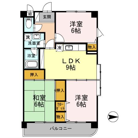サニーヒルズK(3LDK/2階)の間取り写真