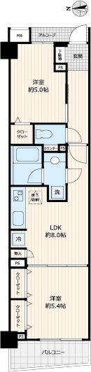 オーキッドレジデンス高円寺(2LDK/2階)の間取り写真