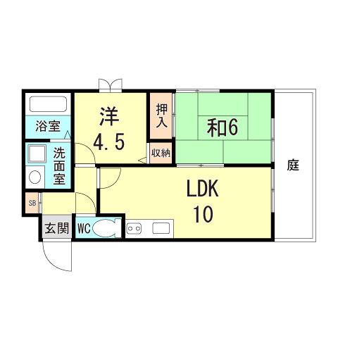 ハイツイベール(2DK/1階)の間取り写真