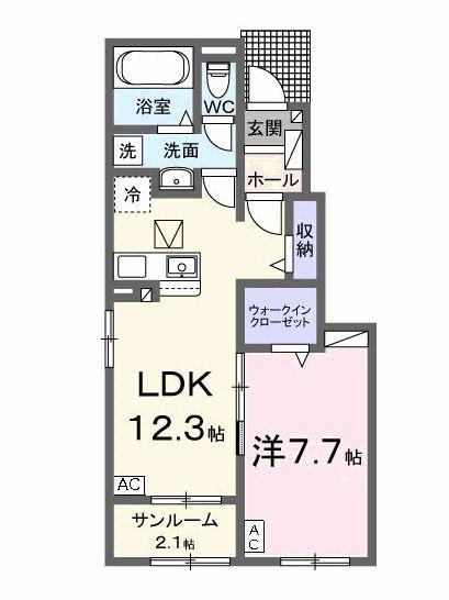 サニーハウスVI(1LDK/1階)の間取り写真