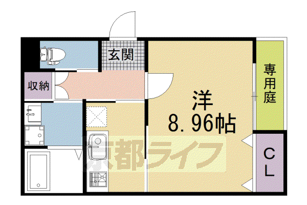 MESA VERDE 京都北大路II(1K/1階)の間取り写真
