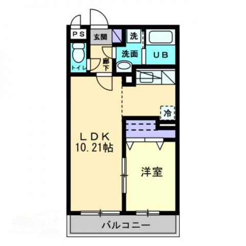 クローリスYUME(1LDK/4階)の間取り写真