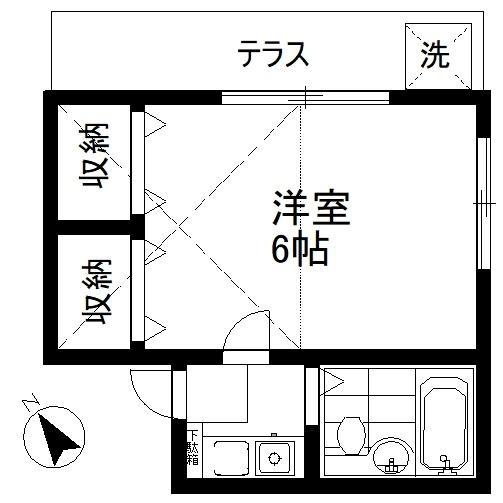 レオパレス21吉野原(1K/1階)の間取り写真
