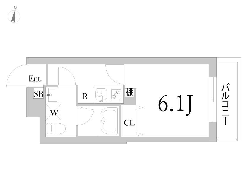 GRANDUO千歳船橋III(1K/3階)の間取り写真