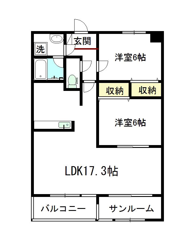 トロワヴィラージュ(2LDK/1階)の間取り写真