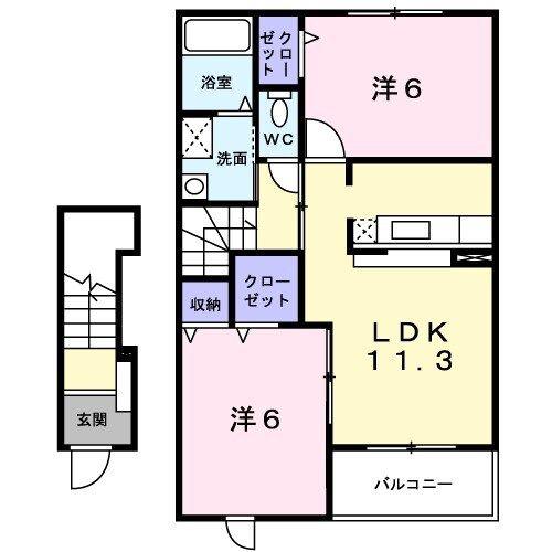 ヴィサージュ(2LDK/2階)の間取り写真