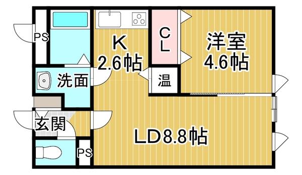 LAPEL241B(1LDK/2階)の間取り写真
