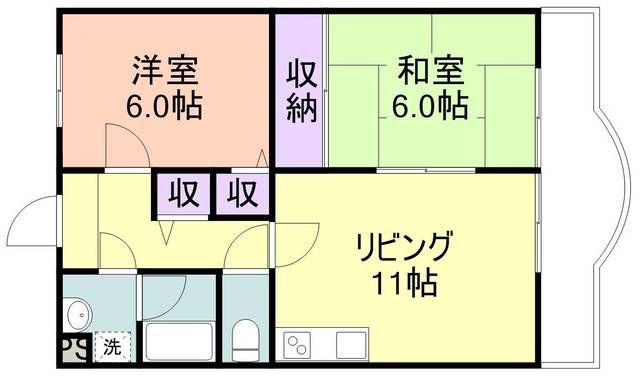 カサ・デ・わさII(2LDK/3階)の間取り写真