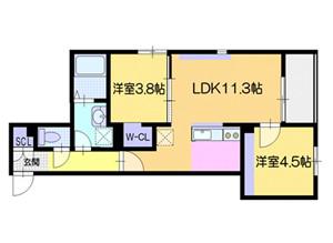 キャットゥーナN21(2LDK/1階)の間取り写真