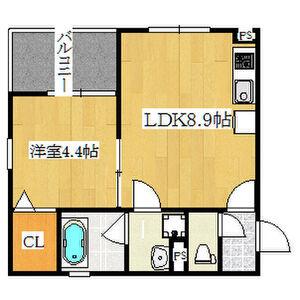 KTIレジデンス西中島III(1LDK/1階)の間取り写真