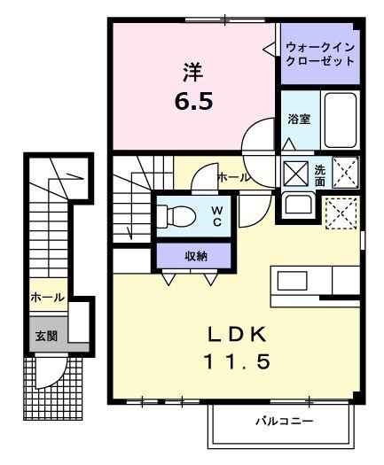 プリムローズ(1LDK/2階)の間取り写真