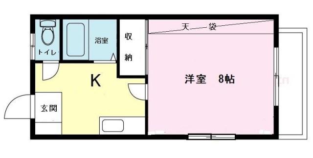 K1マンション(1K/1階)の間取り写真