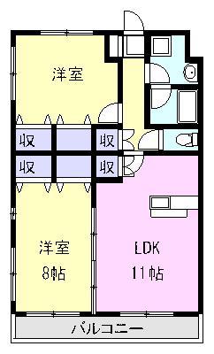 ブルーミングⅡ(2LDK/1階)の間取り写真