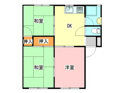 カーサ黄金A(3DK/2階)の間取り写真