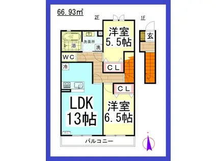 DLポラリスF I(2LDK/2階)の間取り写真