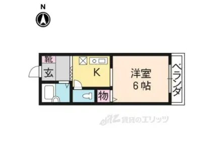 衣笠ハイツ(1K/1階)の間取り写真