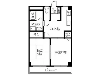 ハウス蔵(2DK/2階)の間取り写真
