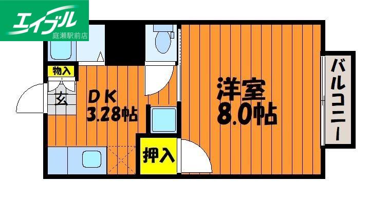 カルチェラタンE(1K/1階)の間取り写真