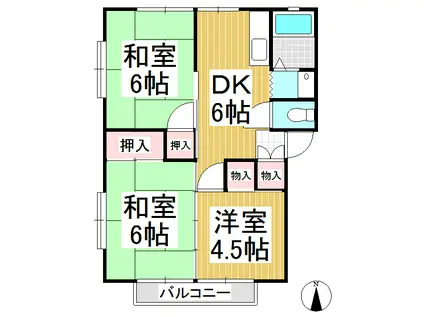 シティーコーポエム(3DK/2階)の間取り写真