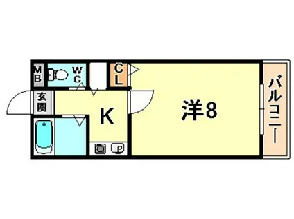 パインリッチI(1K/1階)の間取り写真