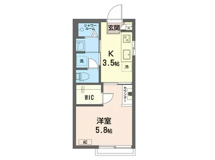 ピア白山(1K/2階)の間取り写真
