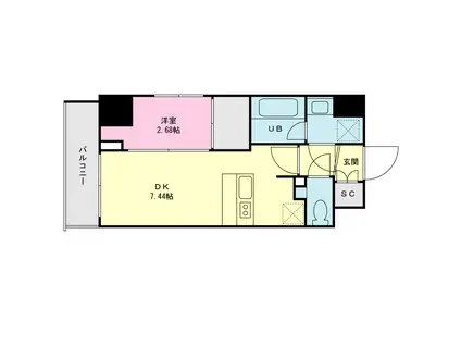 プライムネクサス平和の森公園(1DK/8階)の間取り写真