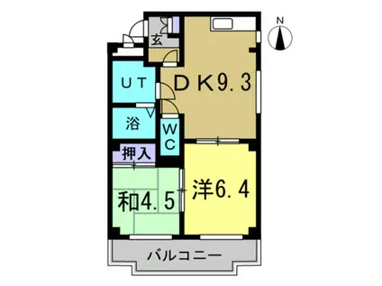 パークヒル新知(2LDK/2階)の間取り写真