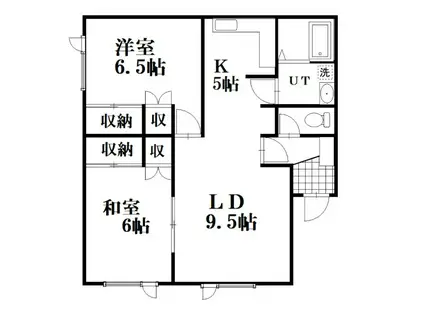 松建ハイム(2LDK/1階)の間取り写真