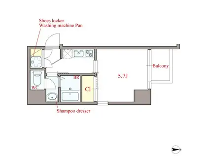 I-DIL中之島イースト(1K/6階)の間取り写真