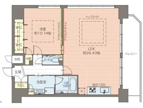 プレジオ鎗屋町(1LDK/15階)の間取り写真