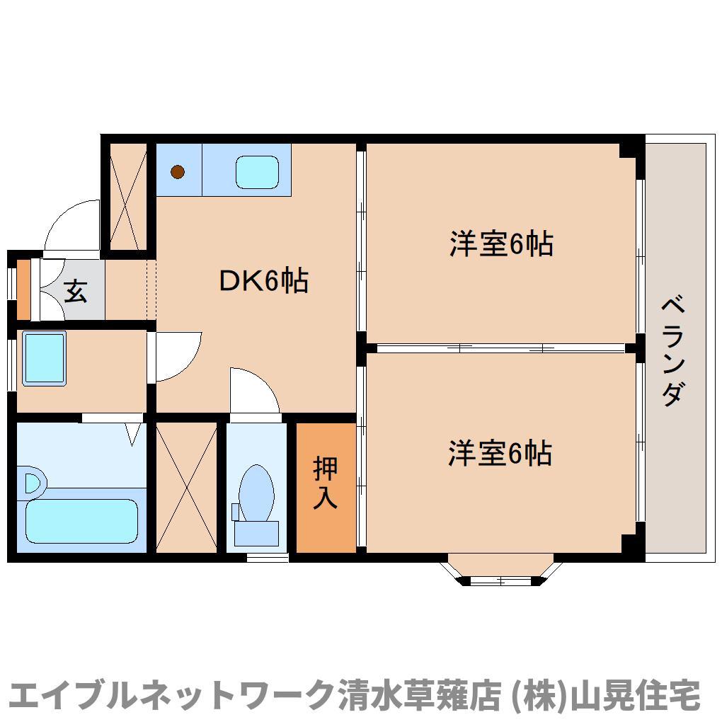 ブルーワンマンション(2DK/3階)の間取り写真