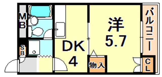 クレスタ舞子(1DK/3階)の間取り写真
