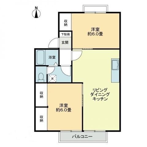 フォブールアベリアB(2LDK/1階)の間取り写真
