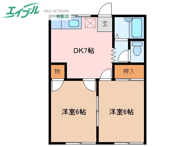 久世ハイツパートI(2DK/1階)の間取り写真