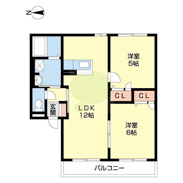 リッチンコートI(2LDK/1階)の間取り写真