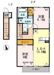 LIEN(2LDK/2階)の間取り写真