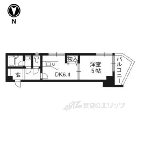 エスリード京都河原町(1DK/9階)の間取り写真