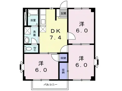 ツインハイツB(3DK/1階)の間取り写真