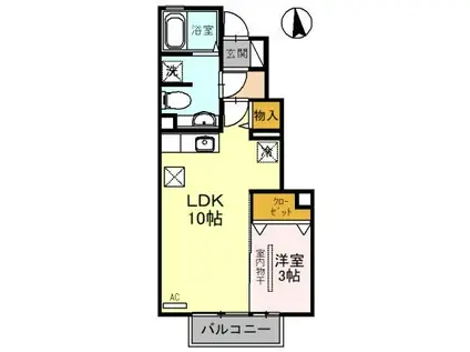 アスタマニアーナ C棟(1LDK/1階)の間取り写真