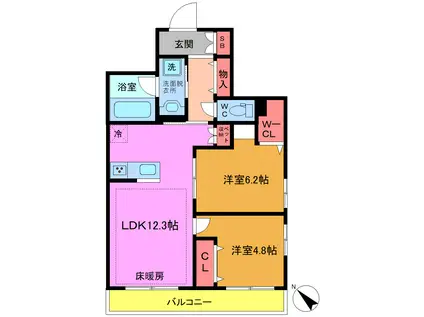 エトワールヴァリ プリミエ(2LDK/2階)の間取り写真