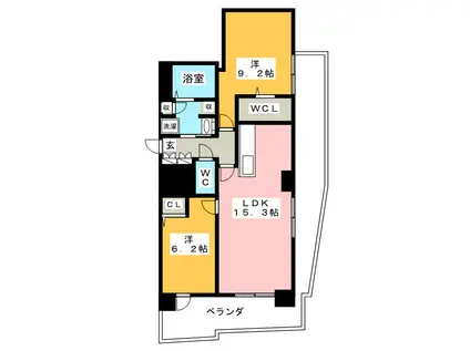 アムシュトラーセ(2LDK/4階)の間取り写真