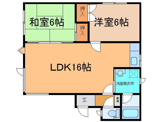 ロブ・ノール(2LDK/1階)の間取り写真