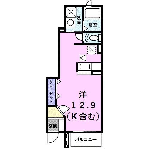 アダージュII(ワンルーム/1階)の間取り写真
