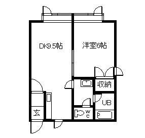 プラターネ67(1DK/2階)の間取り写真
