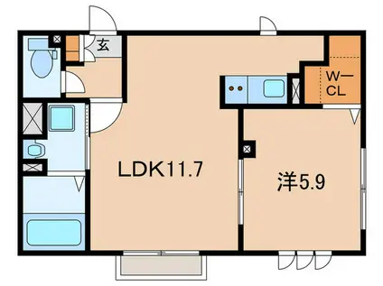 プレジール栄町(1LDK/1階)の間取り写真
