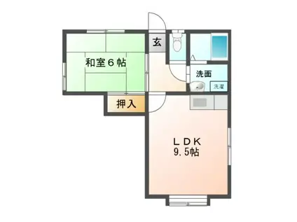 多賀台ヒルズアパート(1LDK/2階)の間取り写真