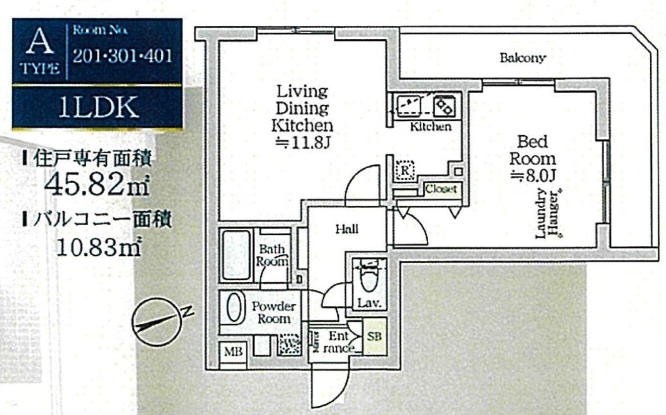 アイルグランデ品川(1LDK/2階)の間取り写真