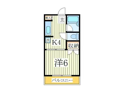 ボナールK(1K/2階)の間取り写真