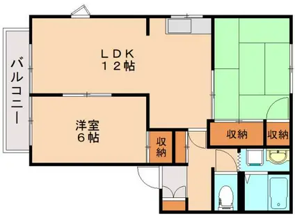 Pーアーク24B棟(2LDK/2階)の間取り写真