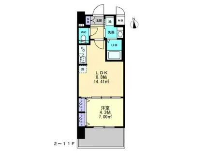 S-RESIDENCE中央町ALECTRA(1LDK/6階)の間取り写真